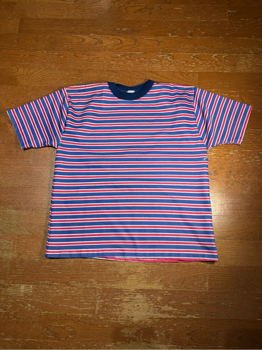 80s Vintage Blue and Red Lined Thick Shirt